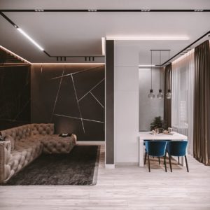 Натяжные потолки с трековыми светильниками